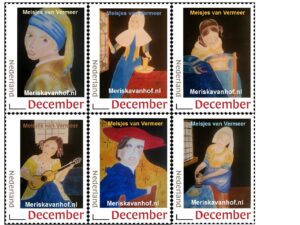 vel postzegels meisjes Vermeer Meriska van hof